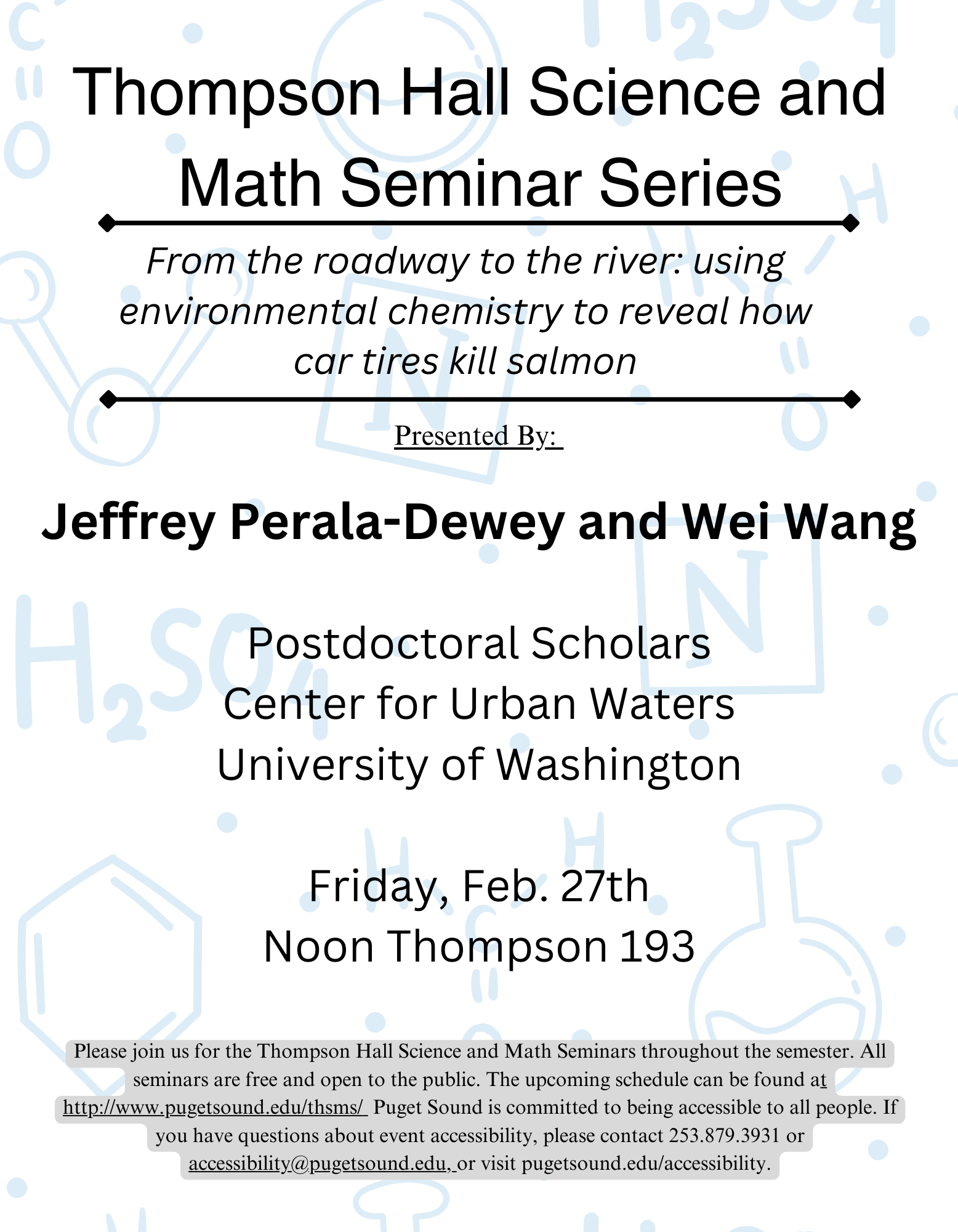 Thompson Hall Science & Math Seminar: Jeffrey Perala-Dewey and Wei Wang ...