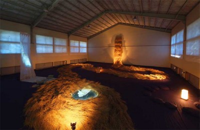 Artwork installation inside a gallery