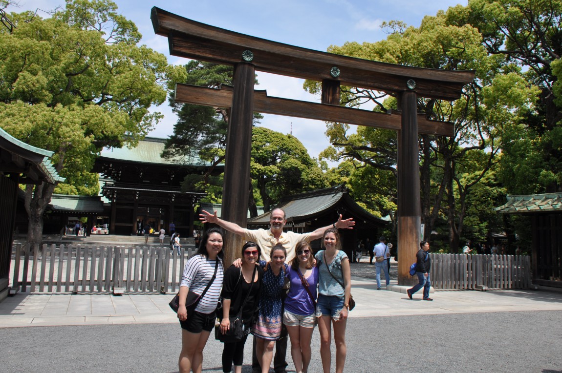 Group photo at a Japanese temple
