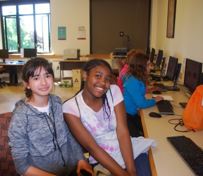 Two students in a classroom