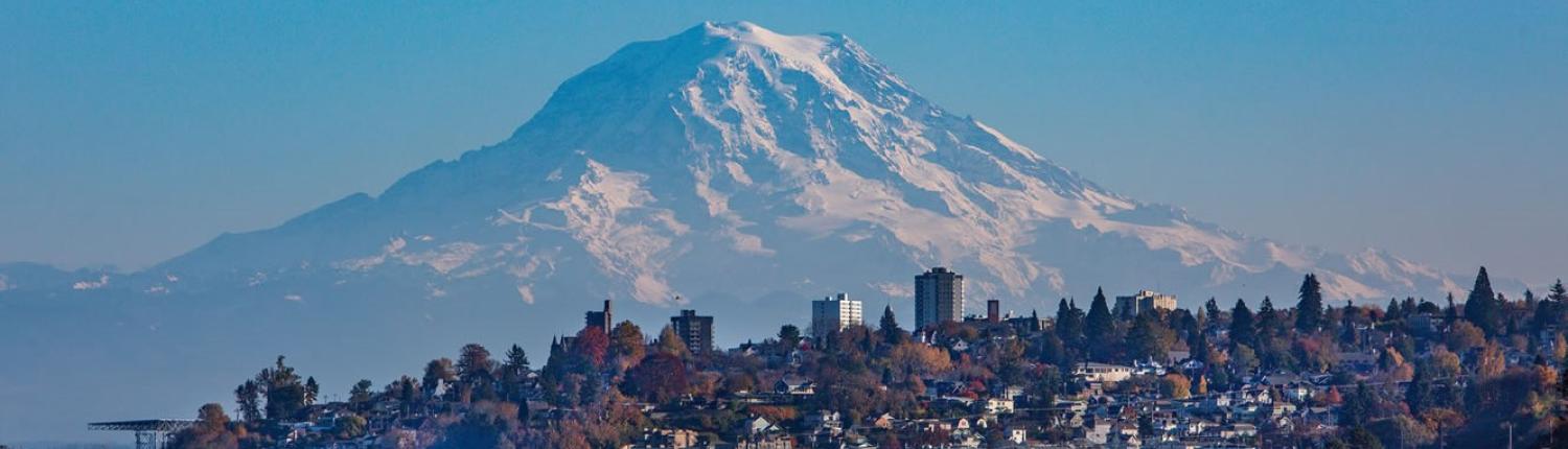 View of the Tacoma skyline with Mt. Rainier in the background
