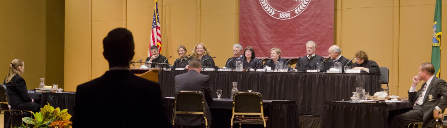 Washington State Supreme Court panel discussion in Schneebeck Hall, 2013.
