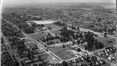Aerial view of the College of Puget Sound, 1954.
