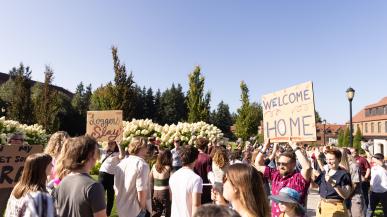 First year students are welcomed to campus in August 2023.