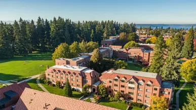 Aerial view of the South Quad res halls