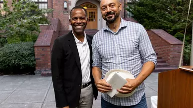 President Crawford poses with Wind Woods