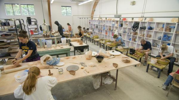 Students at work in the Ceramics Building