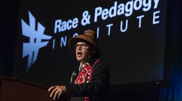 Brian Cladoosby speaks at the 2018 Race & Pedagogy National Conference
