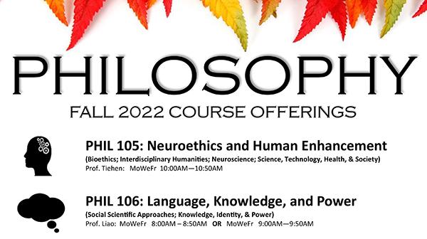 Philosophy Fall 2022 Course Offerings