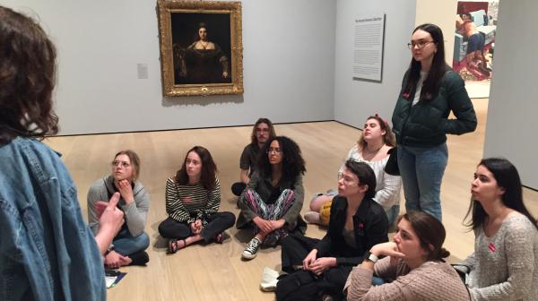 Art History student group in a gallery