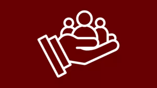 cupped hand holding three people