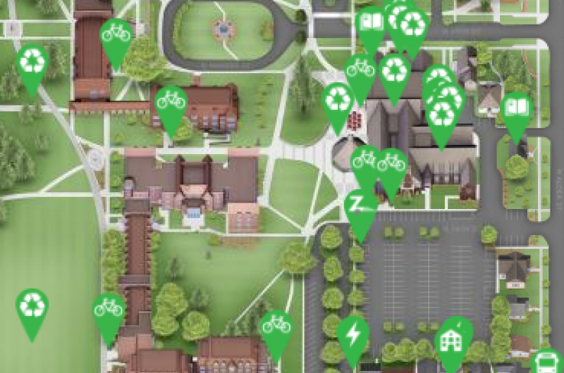 Sustainability view on the interactive campus map