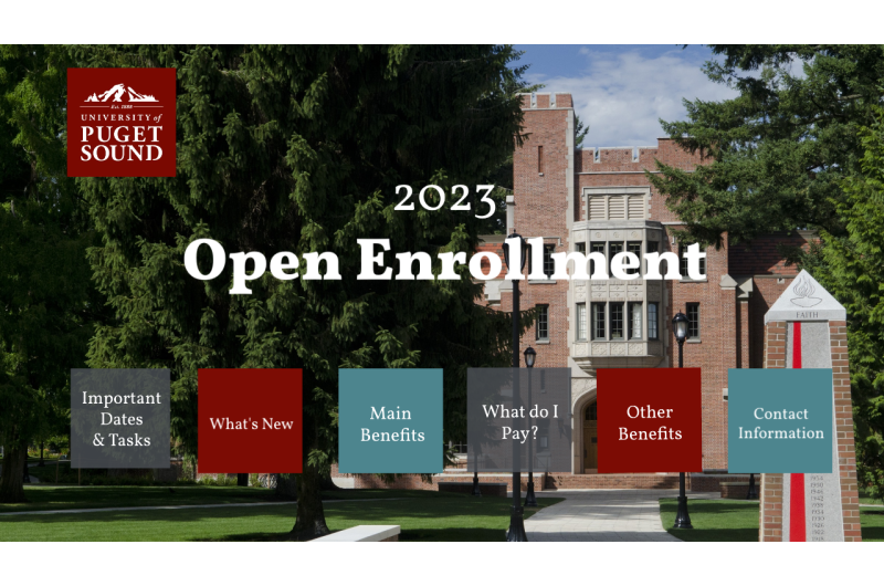 presentation slide with words "2023 Open Enrollment" on it