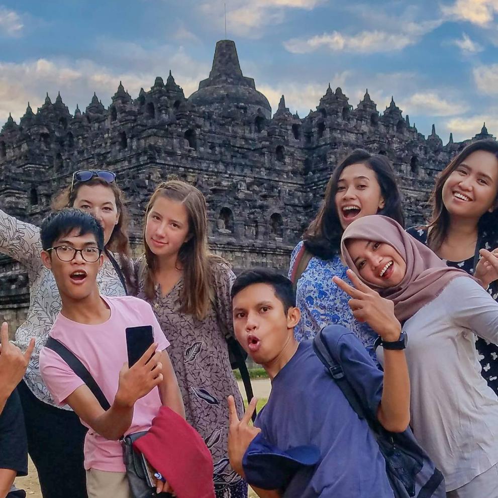 Students visiting Borobudur in 2017