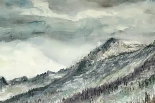 Detail of a painting of a river scene