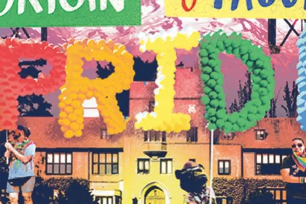 Colorful illustration spelling PRIDE