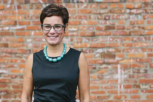 a woman smiling