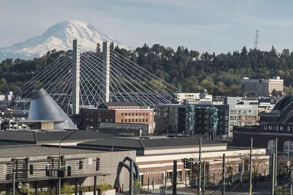 Downtown Tacoma with Mount Rainier in the background