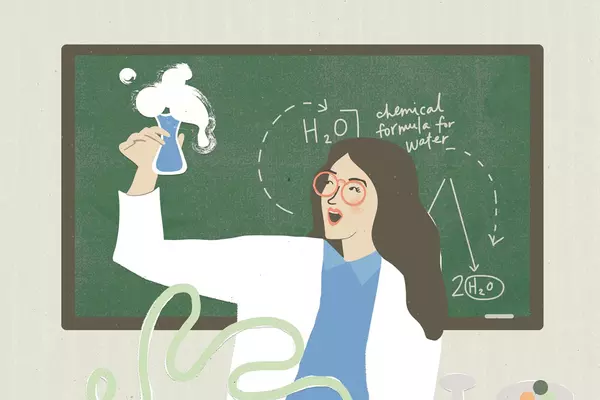 Illustration of a female science teacher
