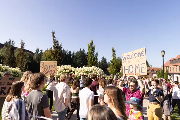 First-year students are welcomed to campus during orientation in August 2023.