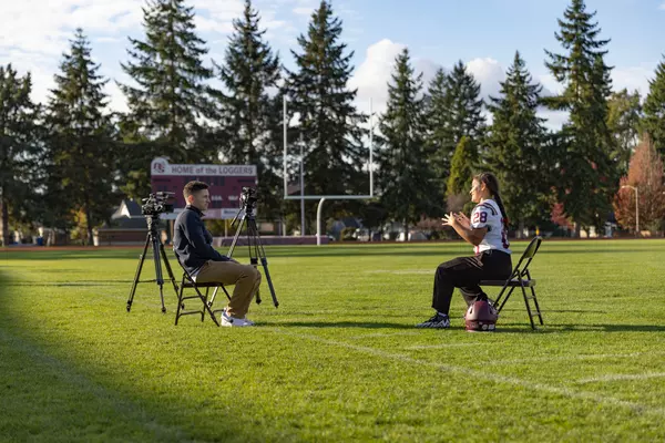 Lily Godwin ’26 being interviewed by KING 5.