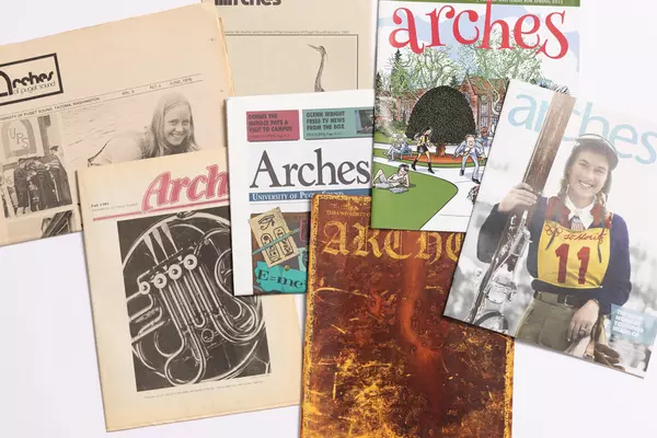 A selection of Arches covers, showcasing different designs from the 1970s to the 2020s.