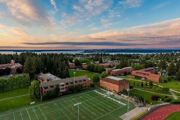 Overhead view of the University of Puget Sound athletic fields. 