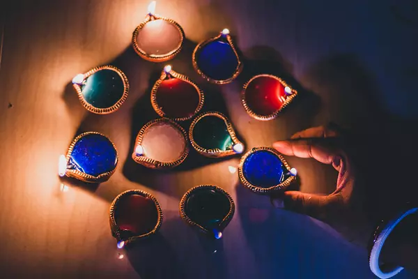 Colorful tealight candles