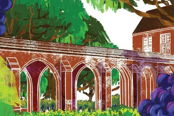 Arches with wine grapes.