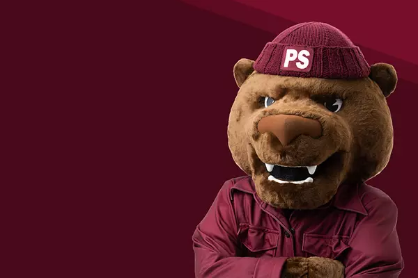 Grizz on maroon background