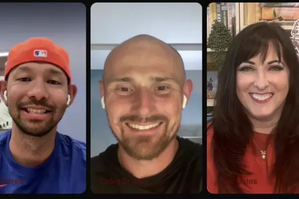 Kai Correa '11, Craig Driver '11, and Julie Gates ’90