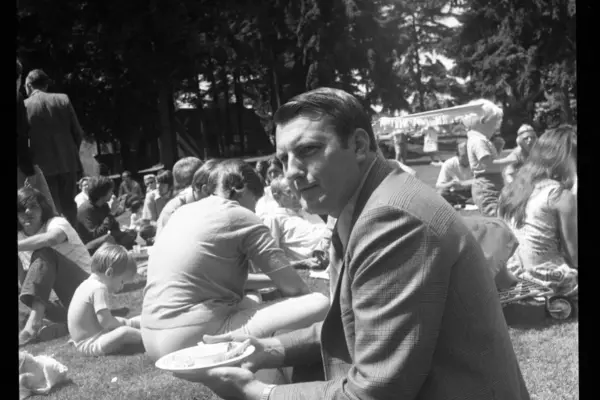Ed Bowman ’57, P’86, P’93 at a summer picnic in 1971.