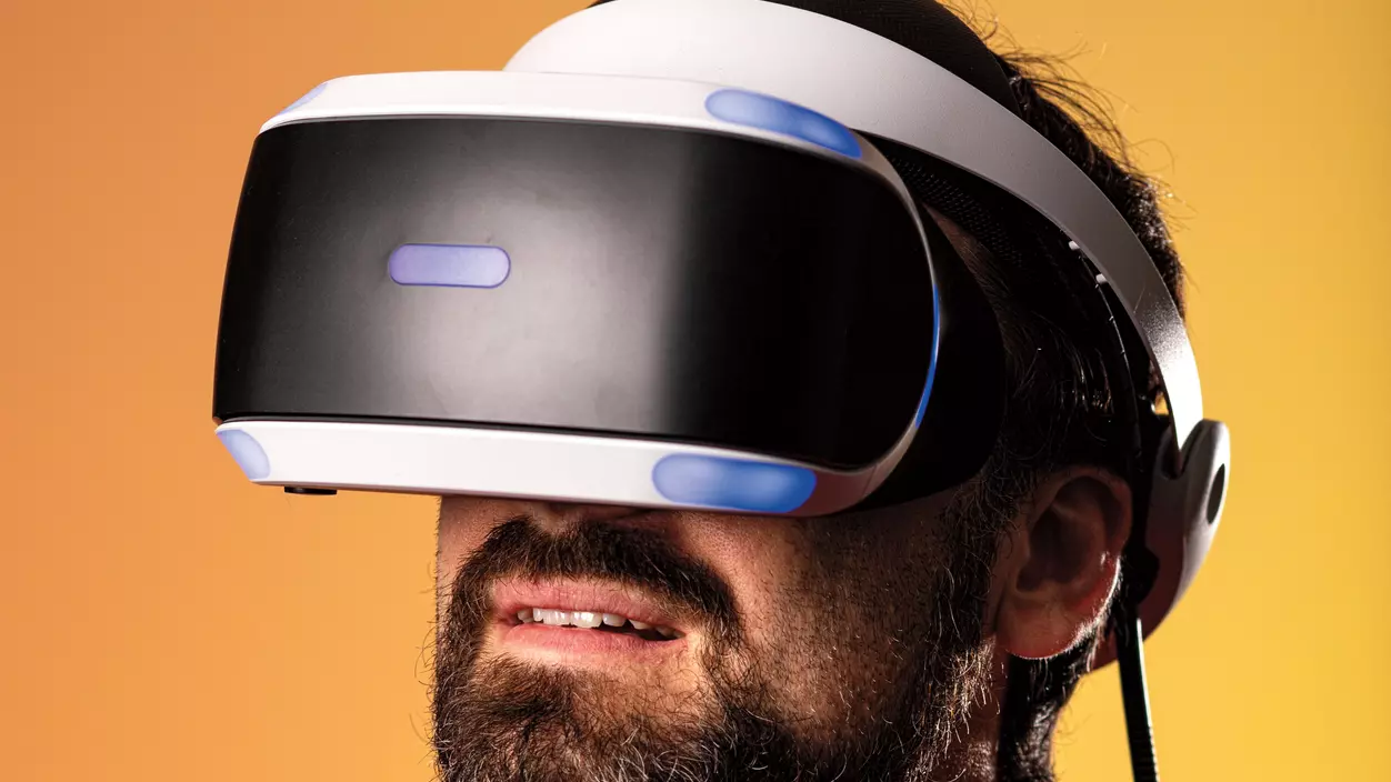 Ryan Payton wearing a VR headset