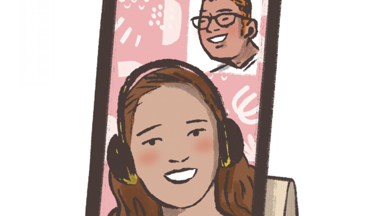 Illustration of a FaceTime call on a smartphone or tablet