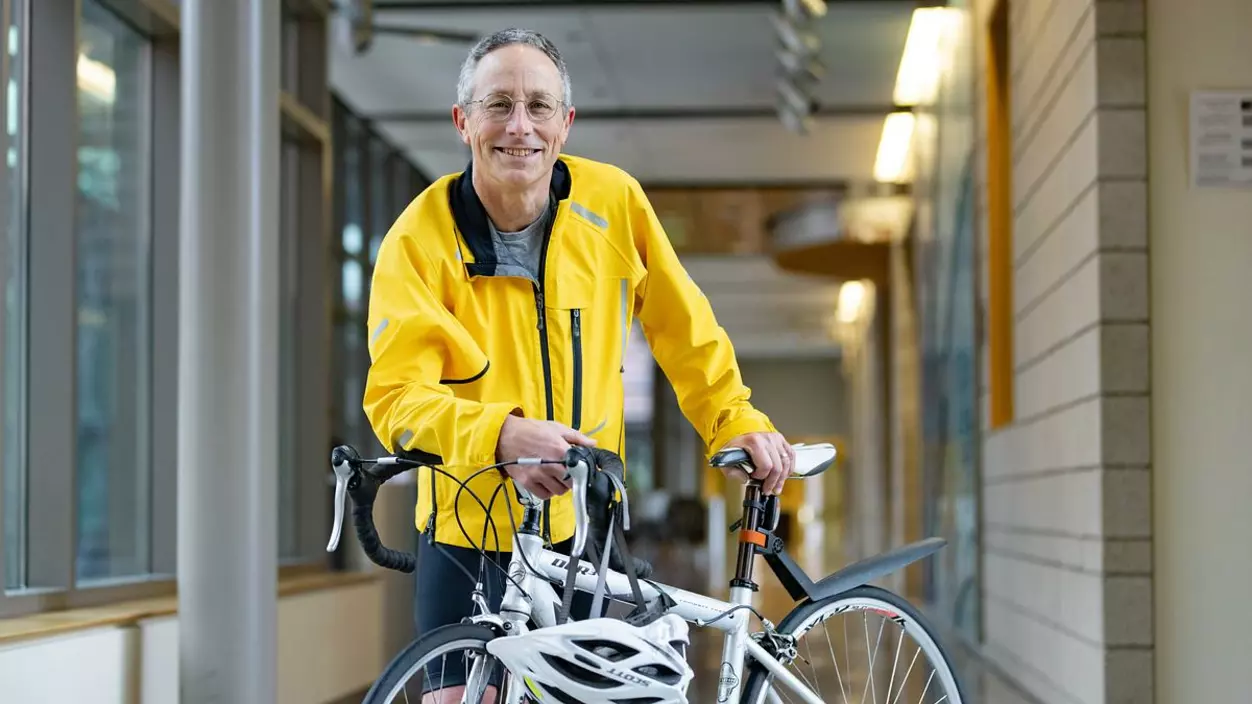 Prof. Peter Hodum with his bike.