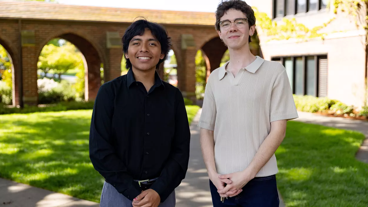 Winston Zapet Bamac ’27 (left) and Archie Kerr ’27 (right), president and vice president of the Associated Students of the University of Puget Sound (ASUPS).