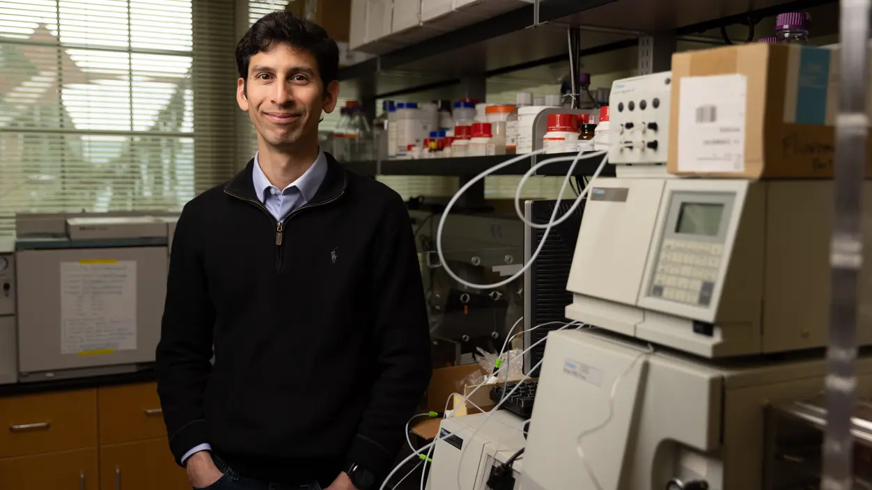 Associate Prof. of Biology Oscar Sosa in his lab at the University of Puget Sound