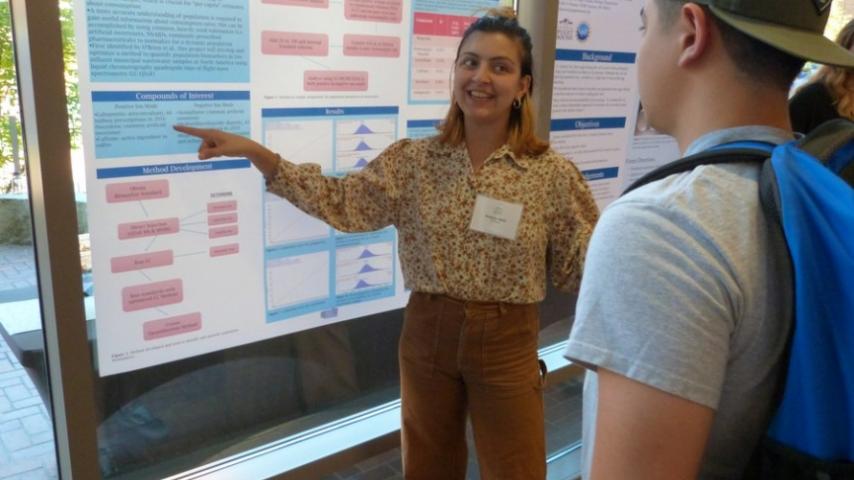Amanda Melin '20 presents her summer 2019 research at the fall symposium.