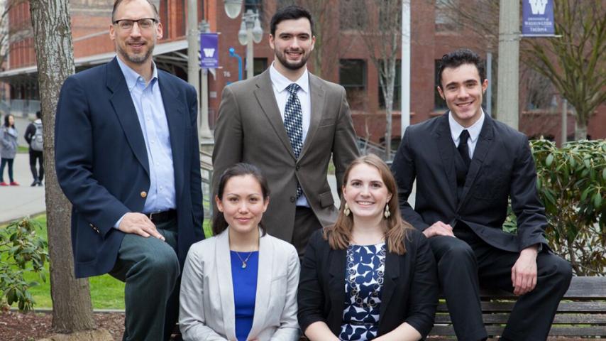 UW Tacoma Case Competition 2016: Dr. Krause, Meredith Shores, Kyla Dierking, Jacob Lawson, and Matt Bogert.