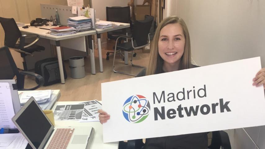 Leslie Machabee '20 at her internship abroad in Spain at the Madrid Network.