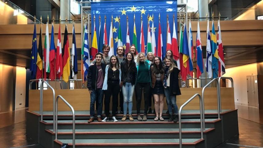 2019 Puget Sound students in Dijon visiting the European Parliament
