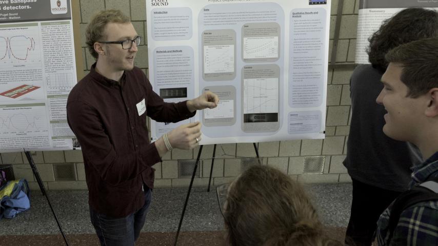 Sam Berling '17 presenting his summer research project