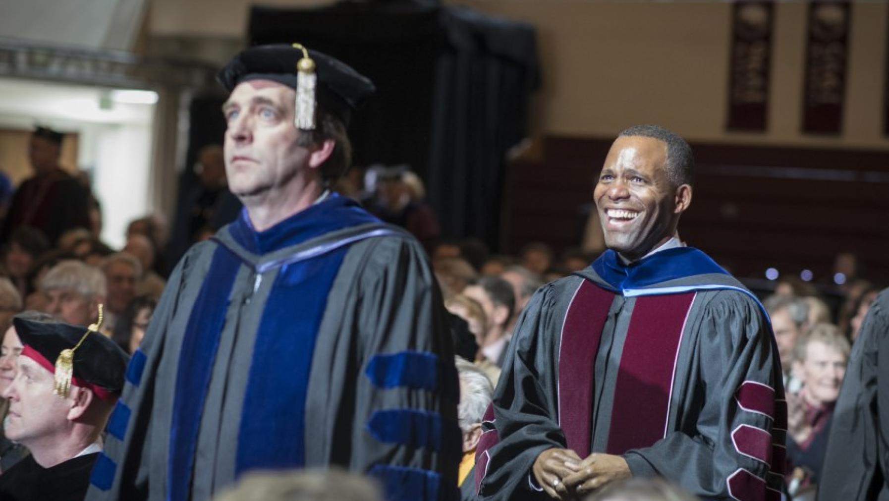 President Crawford reacts during the procession in the Installation Ceremony. Photo by Ross Mulhausen.