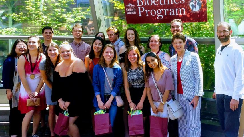 A group shot of bioethics graduates and faculty in 2018