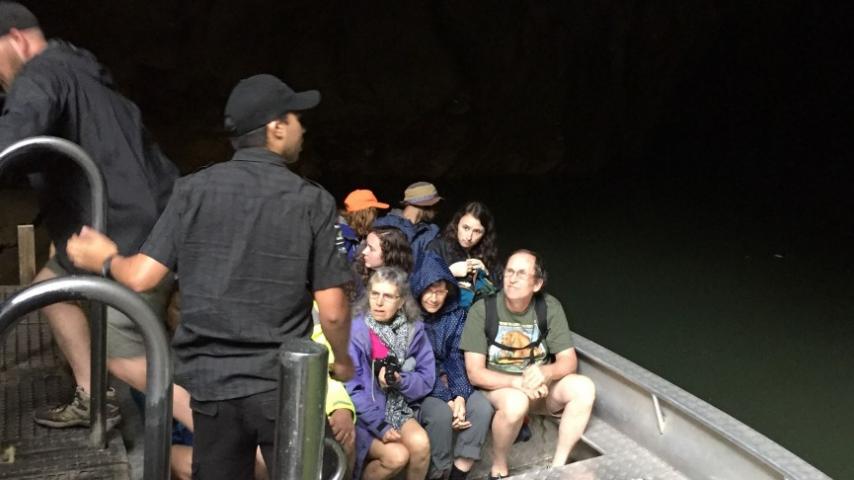Disembarking from the Waitomo Caves tour