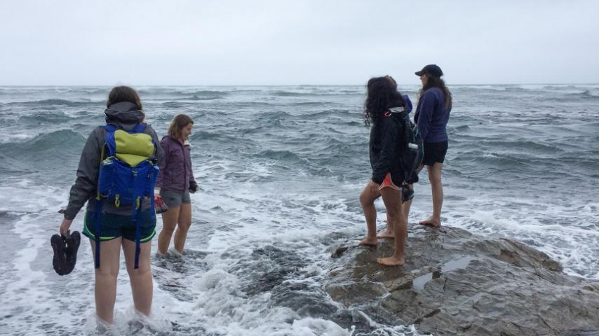 Dipping our feet in the Tasman Sea