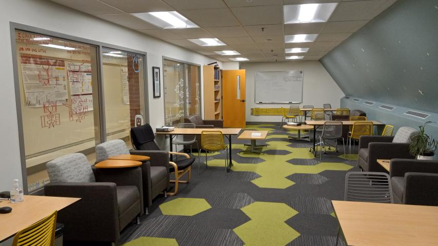 The computer science study lounge in Thompson Hall.