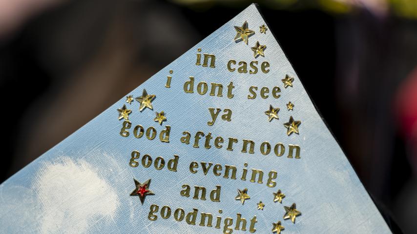 Mortar board art is part of Commencement fun.