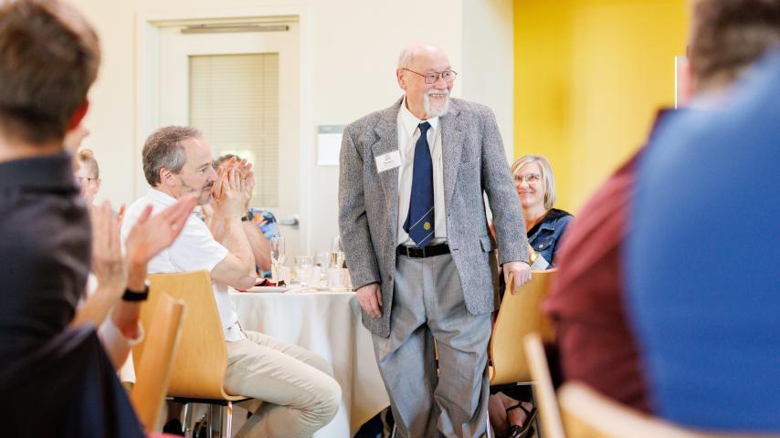 Theodore Taranovski, professor emeritus of history, is honored at the Phi Beta Kappa luncheon.