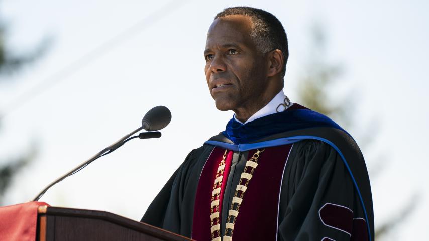 President Crawford speaks at Commencement 2023.